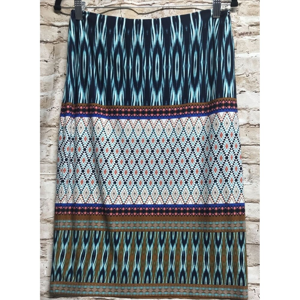 Kelly & Diane Skirt Women’s Skirt Size 8 Pencil Lined Colorful Summer Geometric
